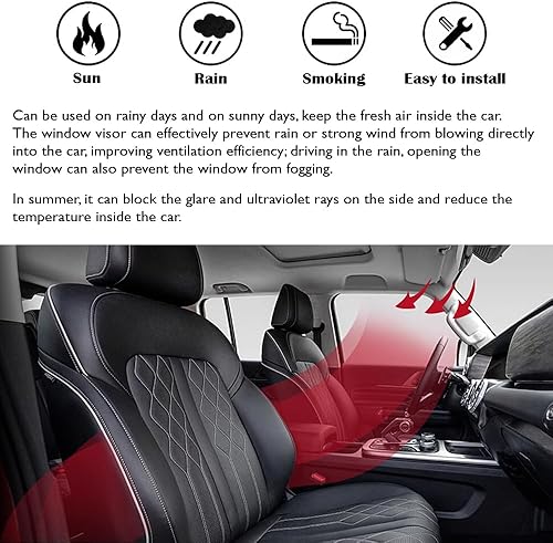 Miniatura 6 de SHIBIDEBAOHUA Viseras de ventana, deflectores de ventilación, protectores de lluvia compatibles con Mercedes-Benz GLE-Class GLE350 GLE400 GLE43