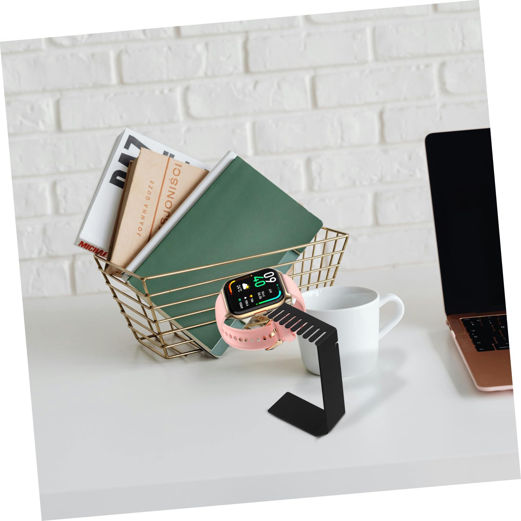 Supporto Caricatore Per Smartwatch Inossidabile Con Organizer Per Cinturini Base Di Ricarica Elegante e Salvaspazio Per Orologi Intelligenti Nero