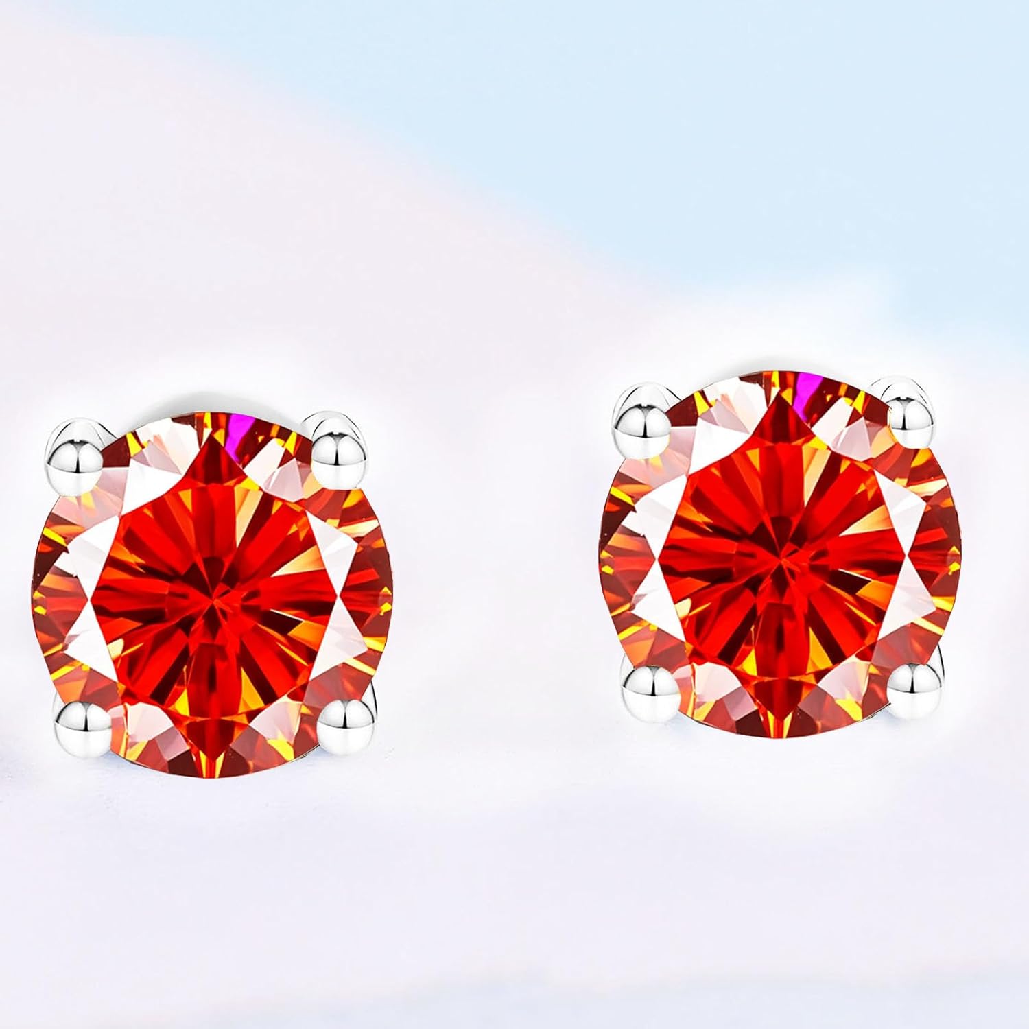 Moissanite Earrings，2ct D Color VVS1 Clarity Solitaire Round Cut Earrings S925 Sterling Silver for Women Men Moissanite Stud Earrings - Image 5