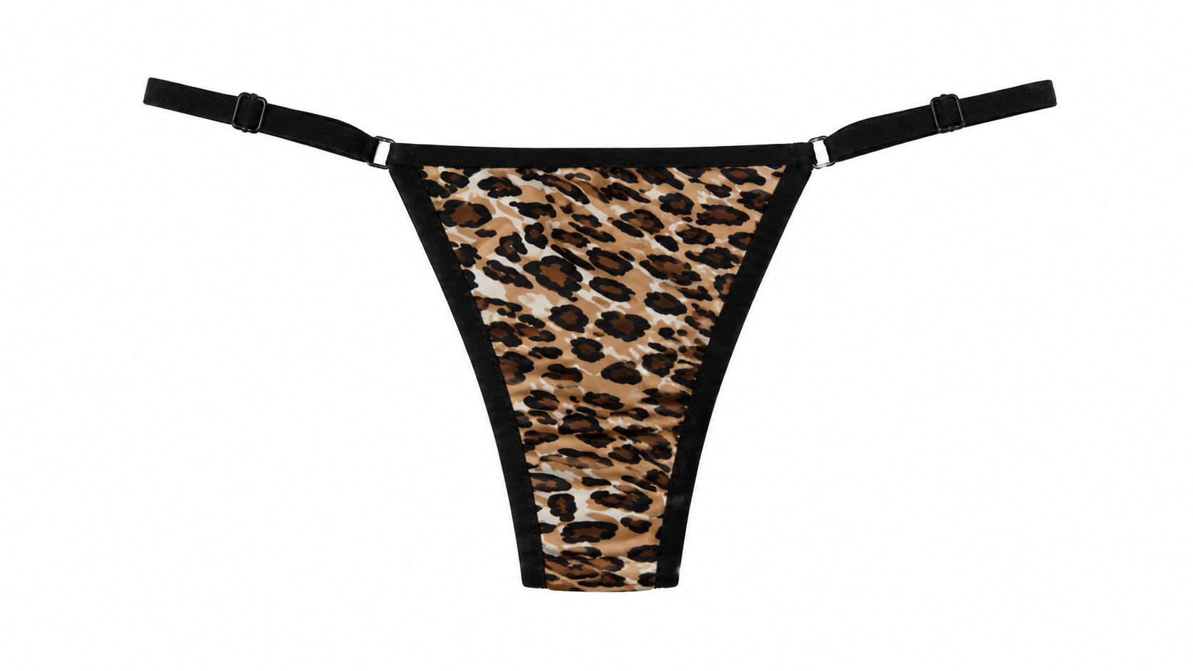 stitchflare Women's Leopard Print Thong Panty, Adjustable Straps, Black Trim, Animal Print Lingerie-picture-34