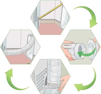 Vent Hose Duct Air System Air Conditioner-4 Inch Duct Ventilation Hose Dryer Ventilation Hose Flexible Aluminum Foil Non-Insulating Tape 2 Clamp Pipes Flexible Duct