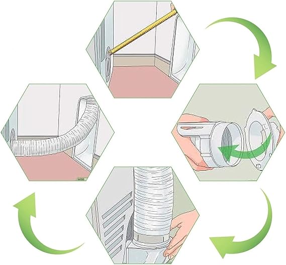 Vent Hose Duct Air System Air Conditioner-4 Inch Duct Ventilation Hose Dryer Ventilation Hose Flexible Aluminum Foil Non-Insulating Tape 2 Clamp Pipes Flexible Duct
