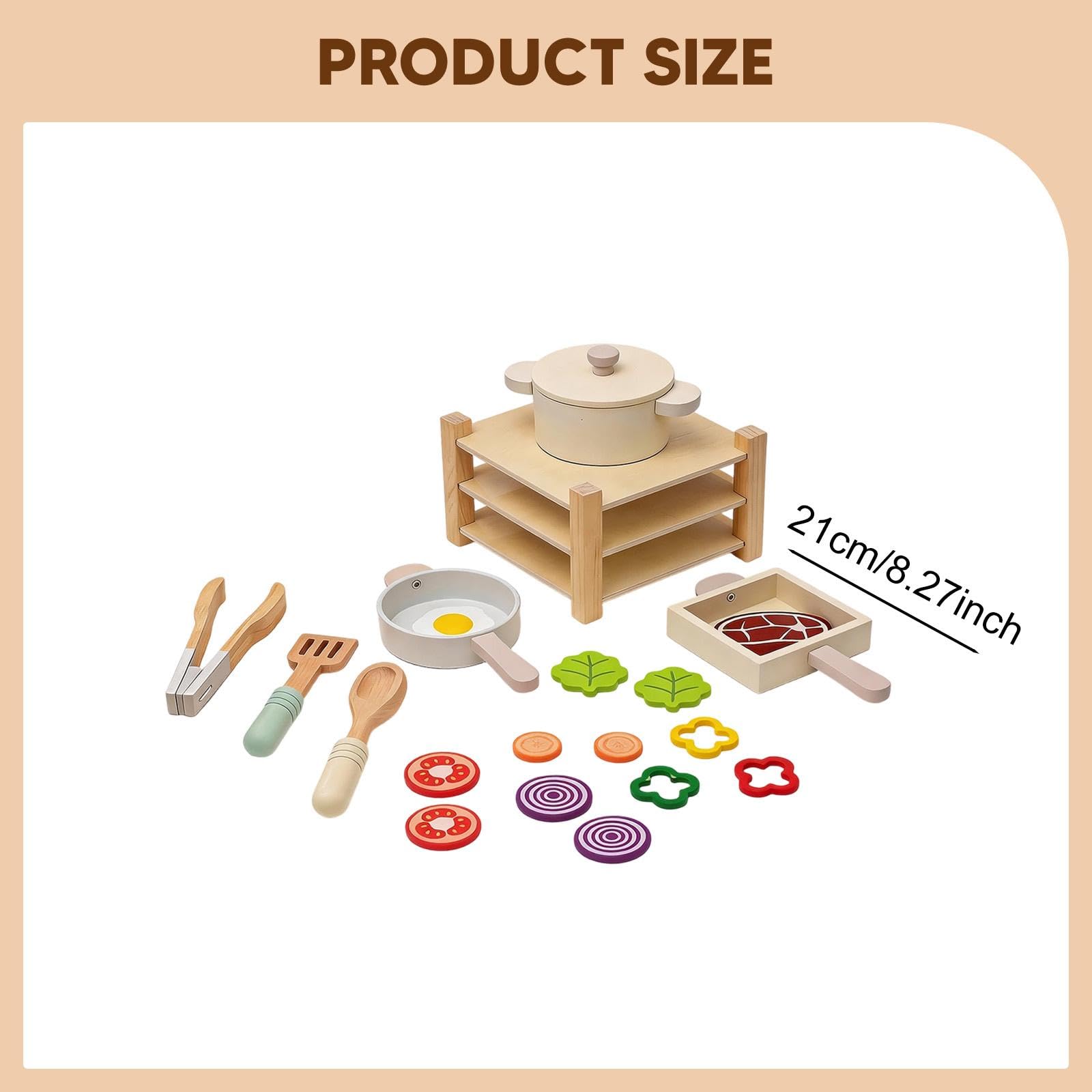Accessorio da Cucina Giocattolo in Legno con Utensili, Gioco di Ruolo interattivo per Bambine, Set da Gioco per fingere di Cucinare.