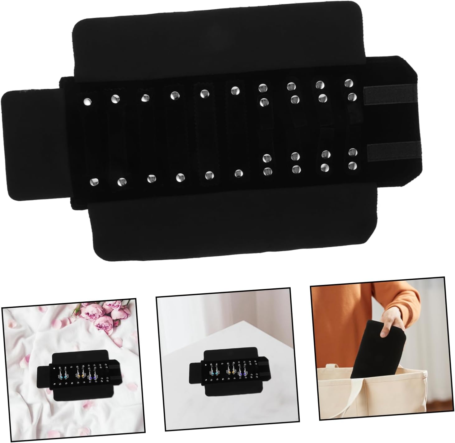 Unomor Travel Jewelry Organizer Bag Lightweight Jewelry Roll Pouch for Women Compact Storage for Earrings Necklaces Elegant and Convenient