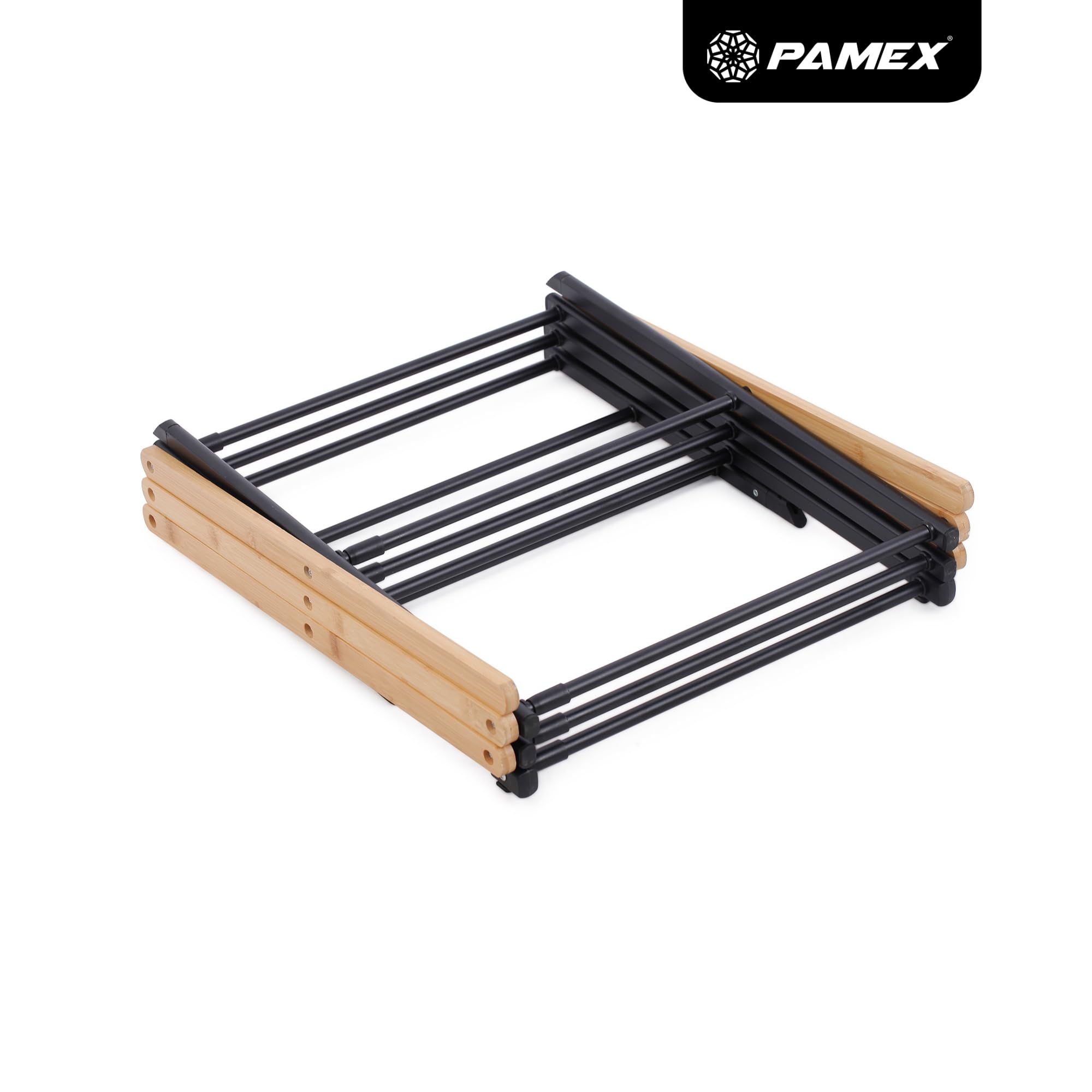 PAMEX Tendedero Plegable Extensible de Madera bambú Totalmente montado con Gran Superficie de Secado tendedero de Madera Resistente, Plegable de Tipo Torre Que Ahorra Espacio