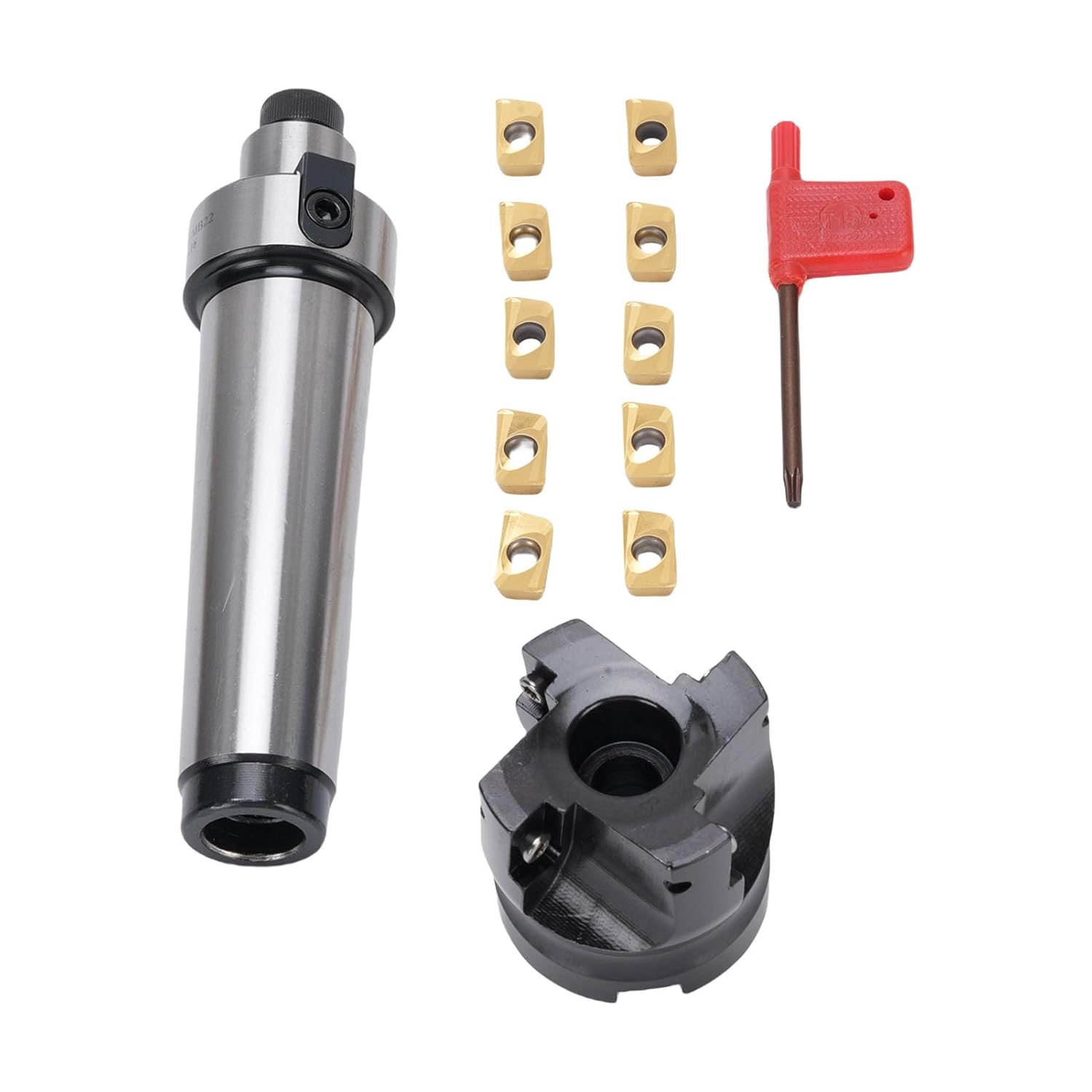 Bnineteenteam フェイスエンドミルセット MT4-FMB22 ホルダー 4枚刃 インサート10個付 精密平面加工用