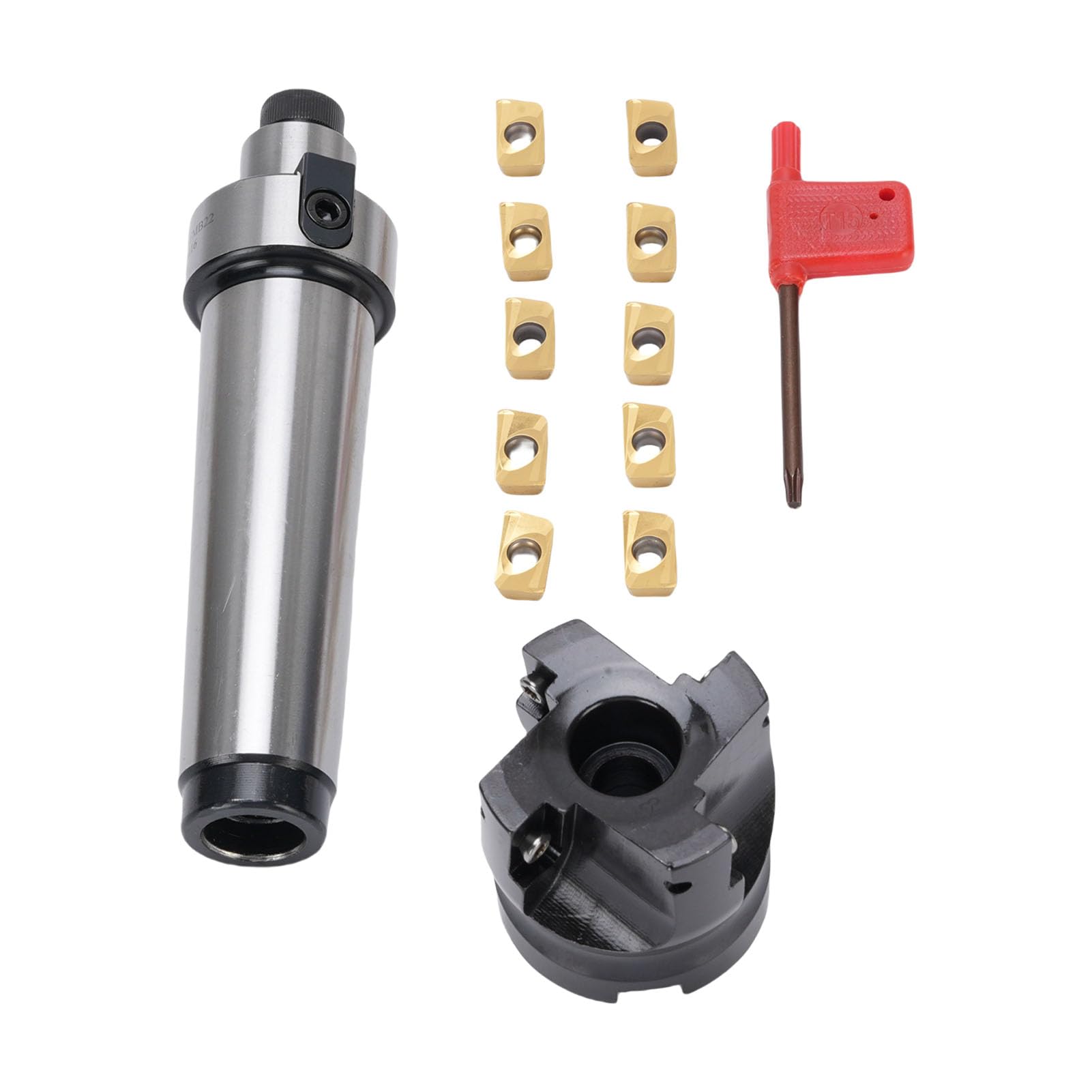 Fafeicy Jeu de Fraises en Bout Indexables 400R-50-22 avec Support MT4 FMB22 et 10 Inserts APMT1604 pour L'usinage CNC