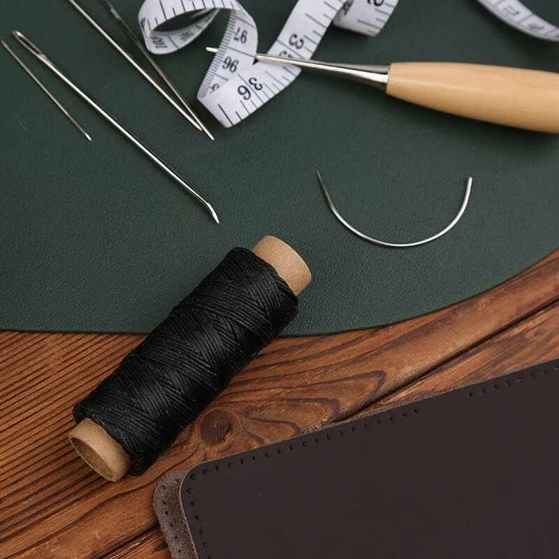 RORGETO Leather Sewing Kit With Waxed Thread Sewing Awl Thimble Leather Needles DIY Leather Craft Tools For Shoemaker Repair - (Color: type 4)