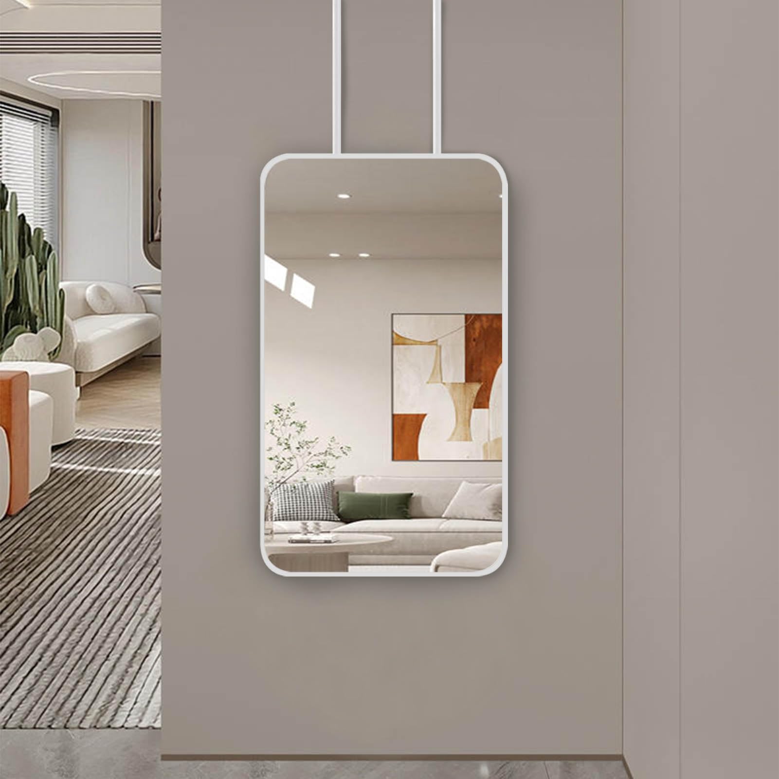 SXFSDOU Nordic Design Home Decorative Rectangular Mirrors, Bathroom Bedroom Living Room Mirrors Floating Simple Mirror - Easy Assembly(40cmx70cm)