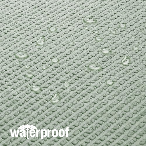OVZME Berry Sage Green Shower Curtain, Embossed Textured Fabric Shower Curtain for Bathroom - Soft Cloth & Hotel Spa Luxury, Water Repellent, Machine Washable Long Shower Curtain, 72X78, Sage Green by OVZME - Used condition - Image 5