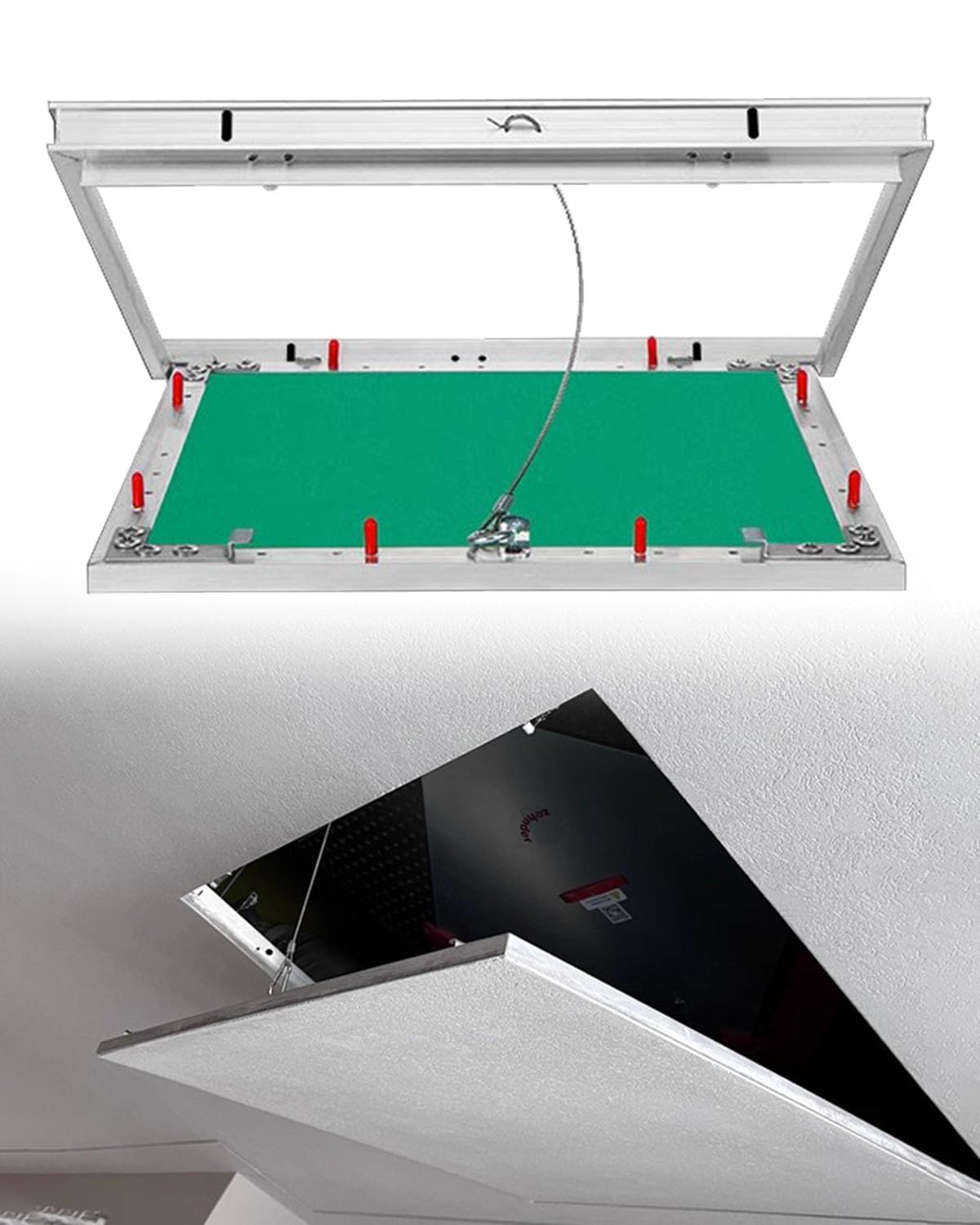 Trampilla pladur Vibeo de 225x225mm con panel de acceso abatible y tapajuntas metálico