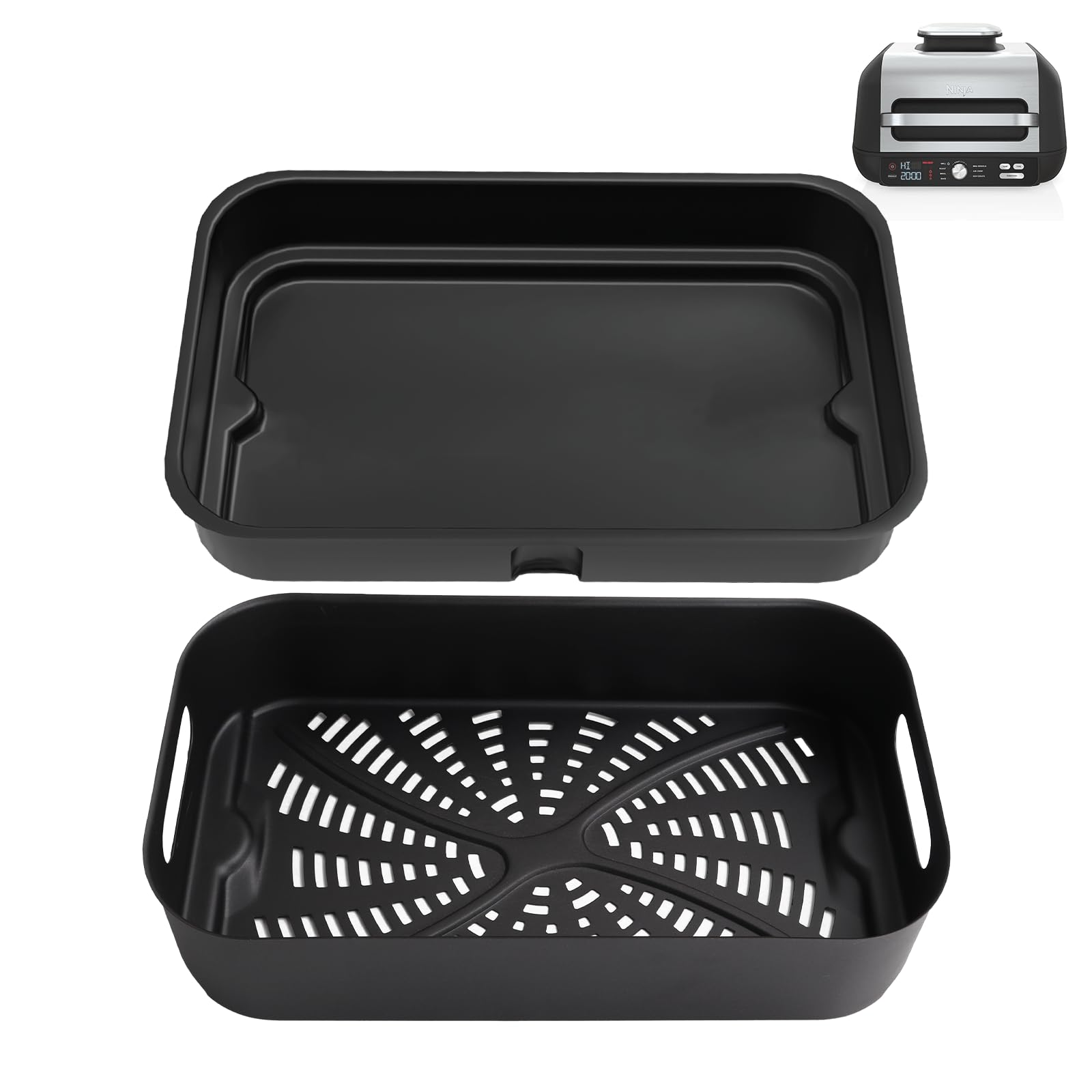 Grill Cooking Pot and Combo Crisper Basket for Ninja Foodi FG551 DG551 DG651 Series Grill, Air Frying Griddle Plate/Basket for Ninja Foodi Smart XL Indoor Grill Accessories
