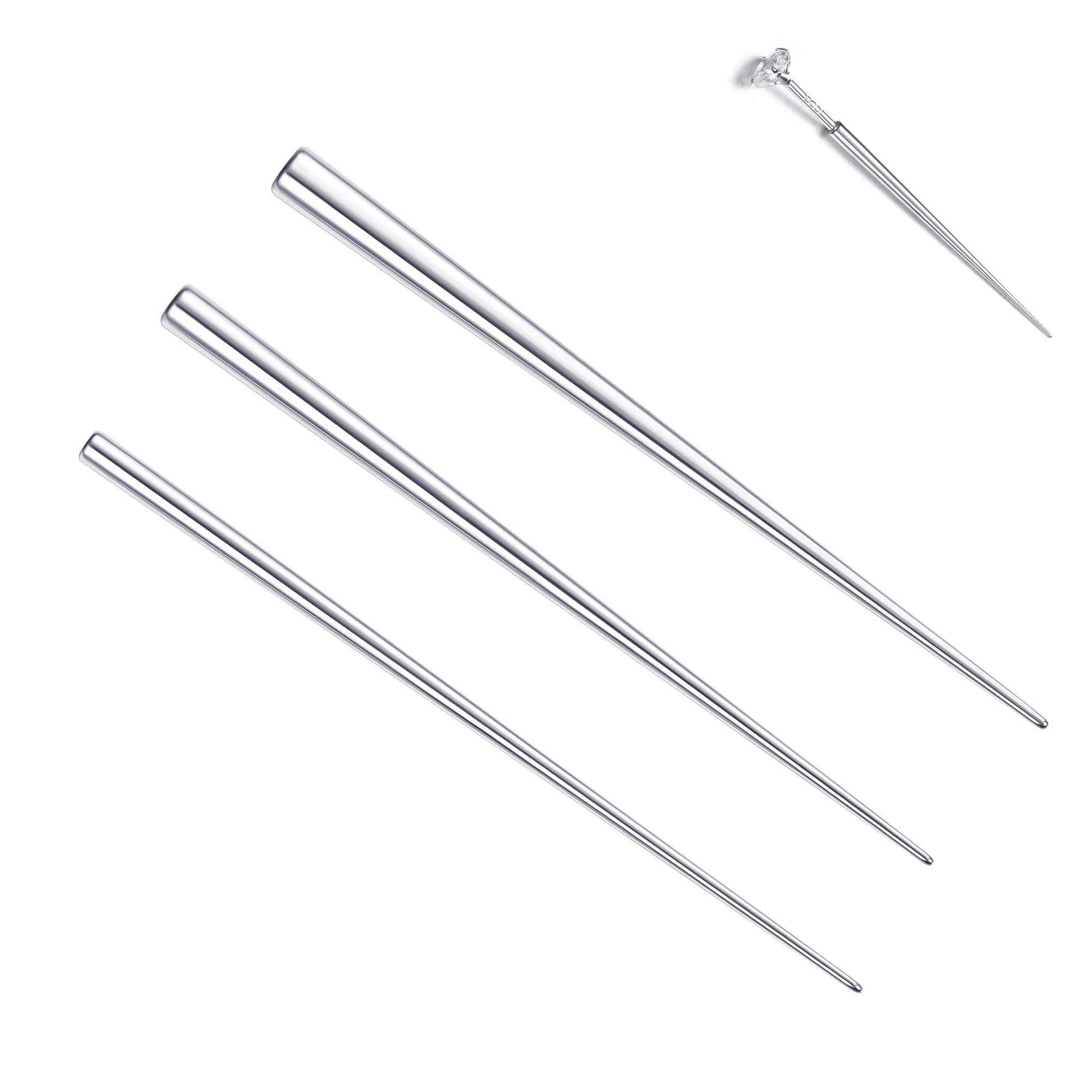 BESTEEL 3 Pcs 316L Surgical Steel Piercing Taper Insertion Pins Body Taper 14G 16G 18G Piercings Kit Assistant Tool for Ear/Nose/Lip/Eyebrow/Belly/Nipple/Tongue Piercing Changing Tool Stretcher Internal Thread Bar