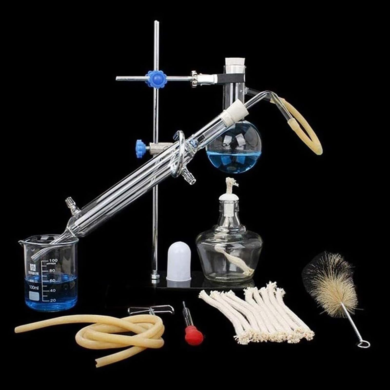 Kit De Destilación De Laboratorio, Equipo De Destilación Al Vacío, Cristalería De Laboratorio De Química De 100 Ml, Resistente a Altas Temperaturas Para La Destilación De Agua Pura, Aceite Esencial.