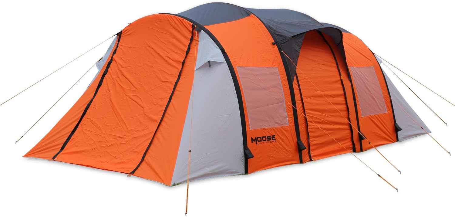 Moose Outdoor Inflatable Tent, Extra Large Room for 8-10 Person, Fast Set Up in 3 Minutes,Family Camping Tent with Air Flow Vents, Waterproot, Windproof and Sewn-in Groundsheet (2210L)