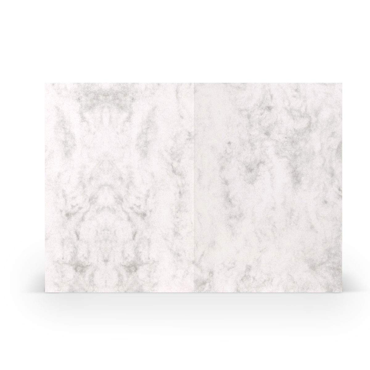 PAPERADO 150 Faltkarten DIN A6 - Grau Marmora Marmor Weiß - 10,5 x 14,8 cm - 220 g/m² - Doppelkarte Klappkarte Einladungskarte