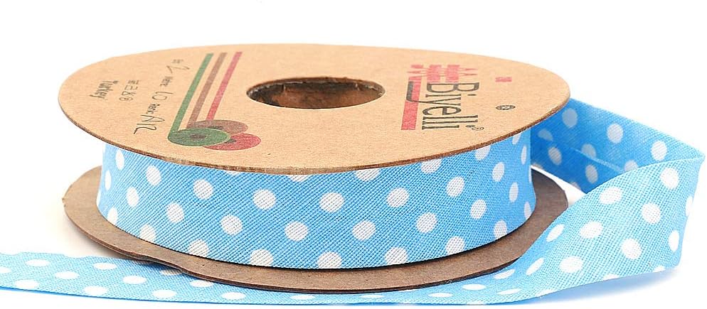 Hobby Trendy White Polka Dot Bias Binding Tape (Single Fold) 20mm-13/16inch (25meters-27.34yds) Garment Accessories Blue A12