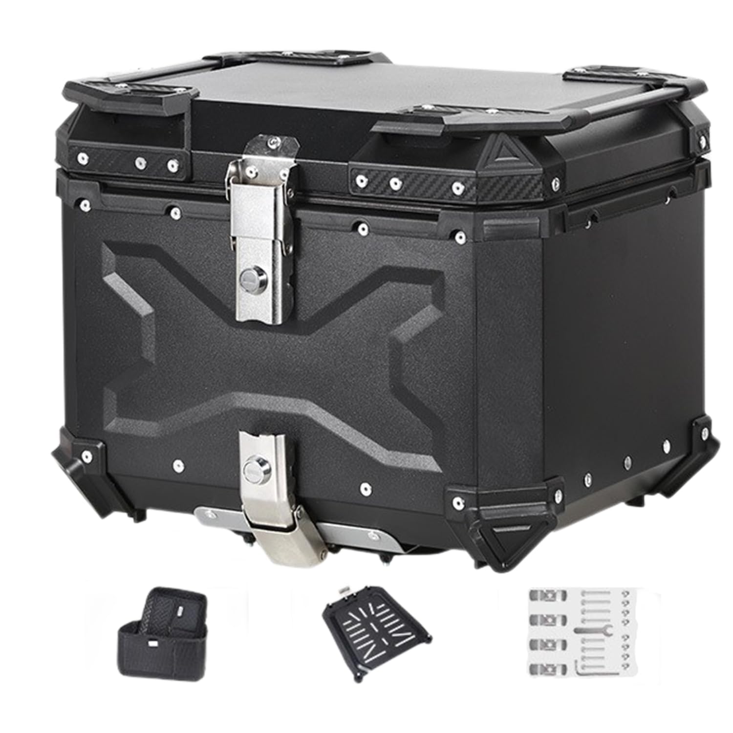 DFTDFYXY Motorcycle Top Case 45L Universal Aluminum Alloy Motorbike Tail Box Large Capacity Storage with Leather Lining Easy Install with Lock & Back Cushion for Helmet Luggage,C
