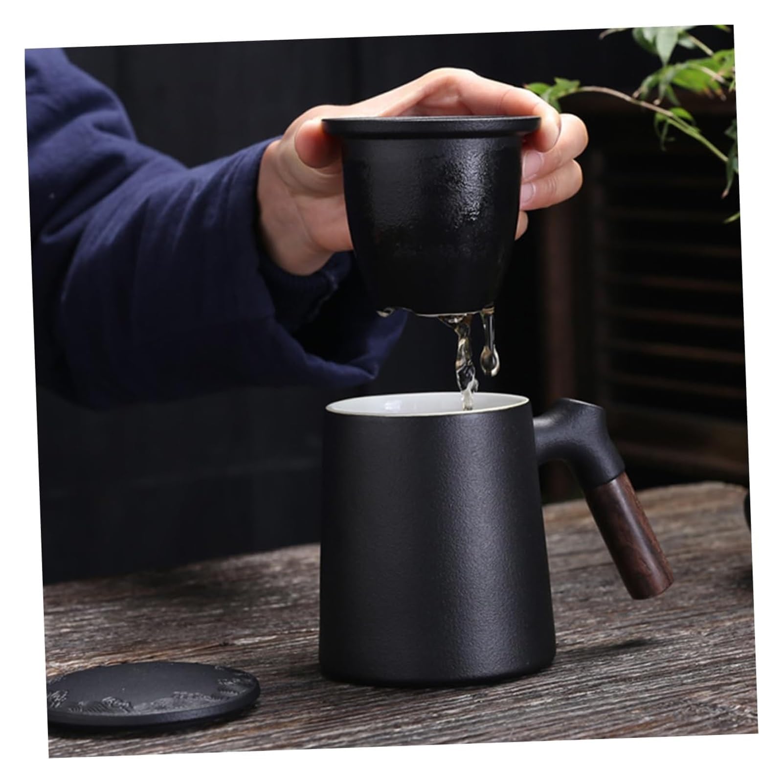 Taza infusora de té, 1 juego de tazas de filtro de cerámica para hombres, vaso con tapa, vaso de viaje, taza de filtro de té, taza de té con filtro, taza de té con filtro, taza de té, taza de filtro