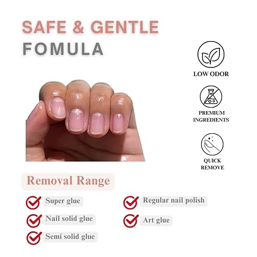 Miniatura 7 de Bolígrafo removedor de pegamento para uñas a presión, diseño de clic y quitar, fórmula suave sin acetona para uñas postizas y pegamento de uñas,