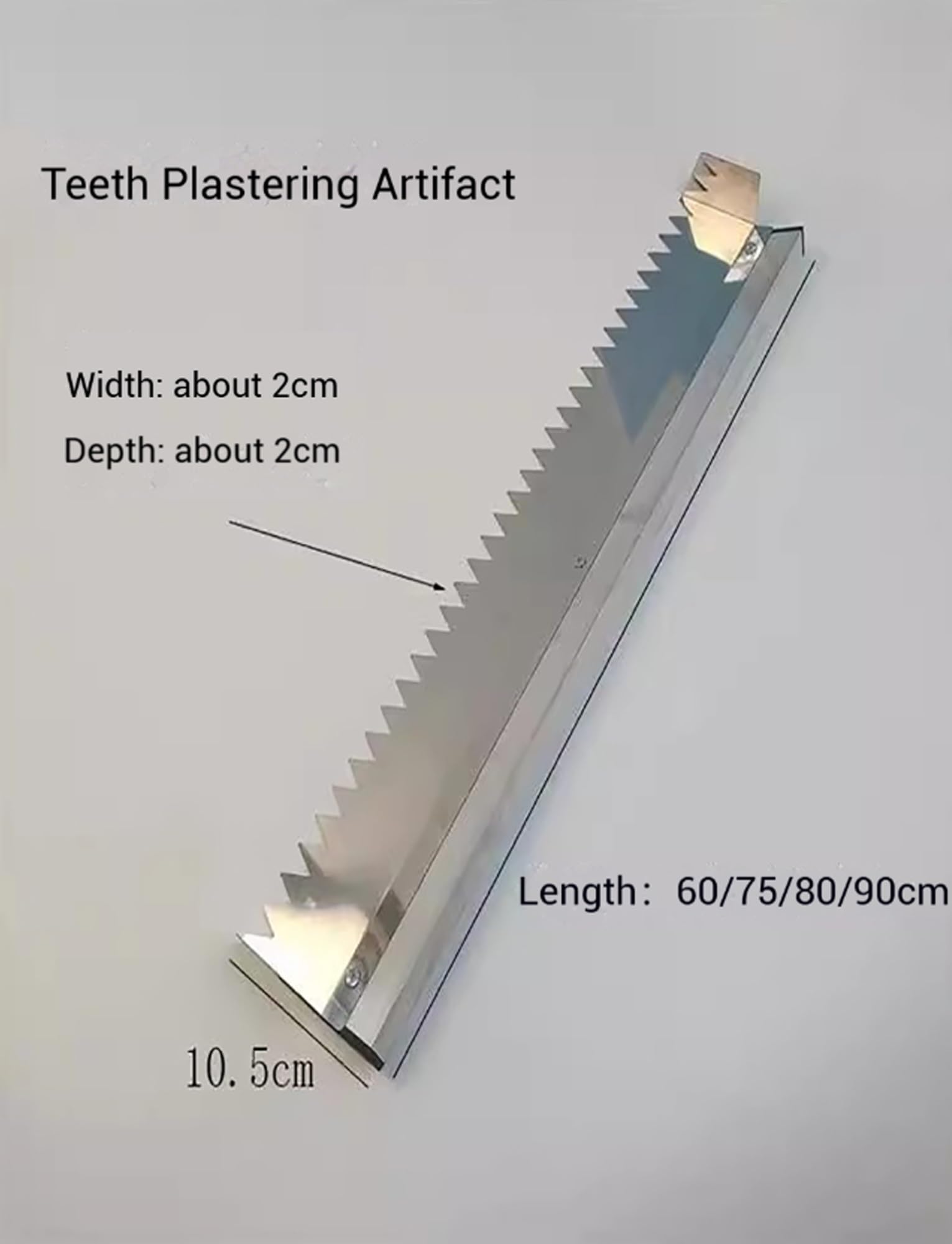 Cazzuola dentata in acciaio inox per intonacare e posare piastrelle, 61 cm, con denti affilati