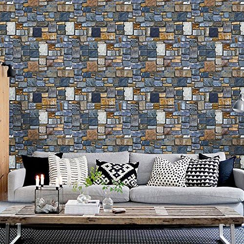 Wall Sticker, Neartime Brick Stone Rustic Effect Vivid Wall Sticker Self-adhesive 3D Wall Paper House Decor (❤️17.7"×39.3"/45×100cm, B-Multicolor)