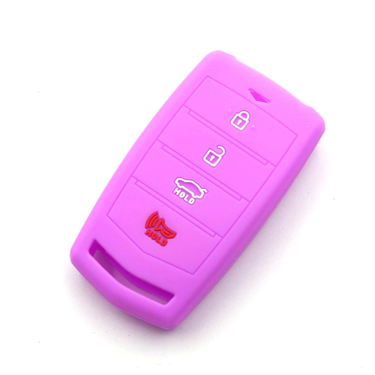 LIGHTKOREA 4Button Silicone fob Remote Smart Key Case Protector Skin Cover Accessories Compatible with Hyundai Genesis G70 G80 G90 EQ900 (Purple)