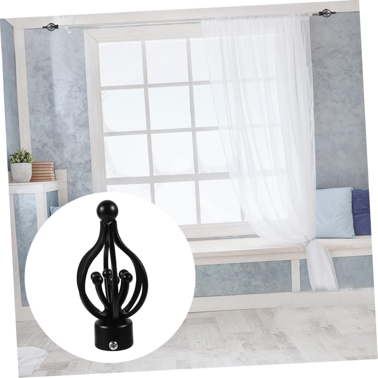 STOBAZA 4pcs Twisted Cage Curtain Rod Finials Chic Drapery Rod Fittings for Home Decor Easy Installation Retro Design Accessory for Window Treatments