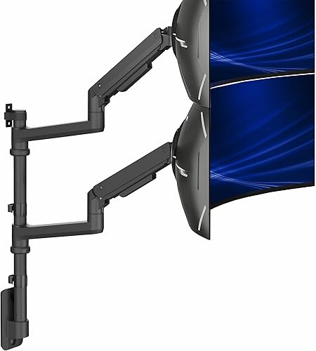 Vista 10 de VIVO Soporte de escritorio extra alto para monitor ultraancho triple con brazo neumático para pantallas de hasta 49 pulgadas, abrazadera resistente