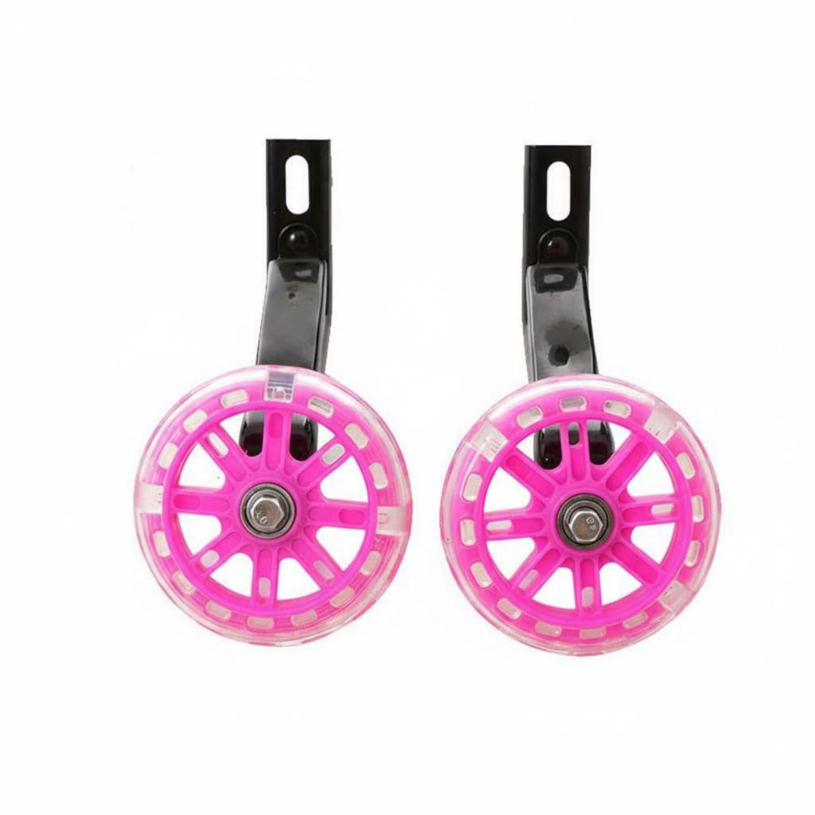 rockible Ruedas para Bicicletas Infantiles Ruedas Estabilizadoras Laterales Accesorio de Luces Automáticas Construido en Hierro Adecuado para Principiantes y Ciclismo, Rosa, 18 Pulgadas