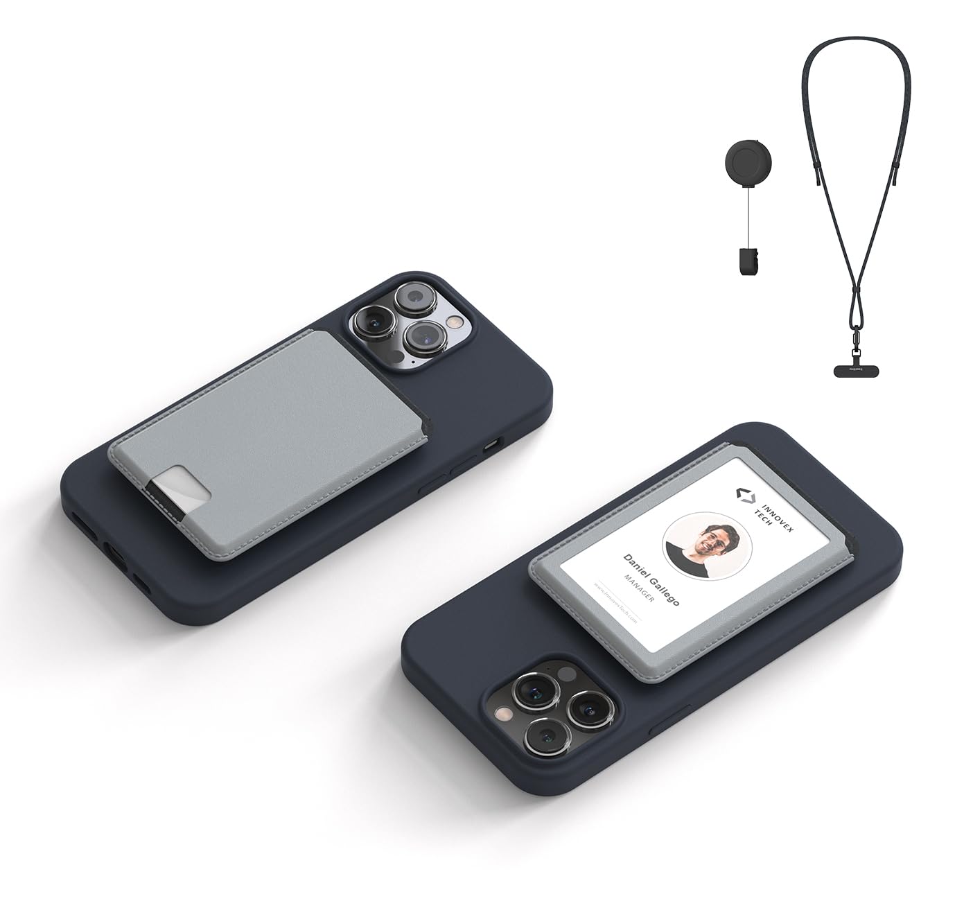 SleekStrip DuoFlip Flippable Magnetic ID Card Holder Leather Phone