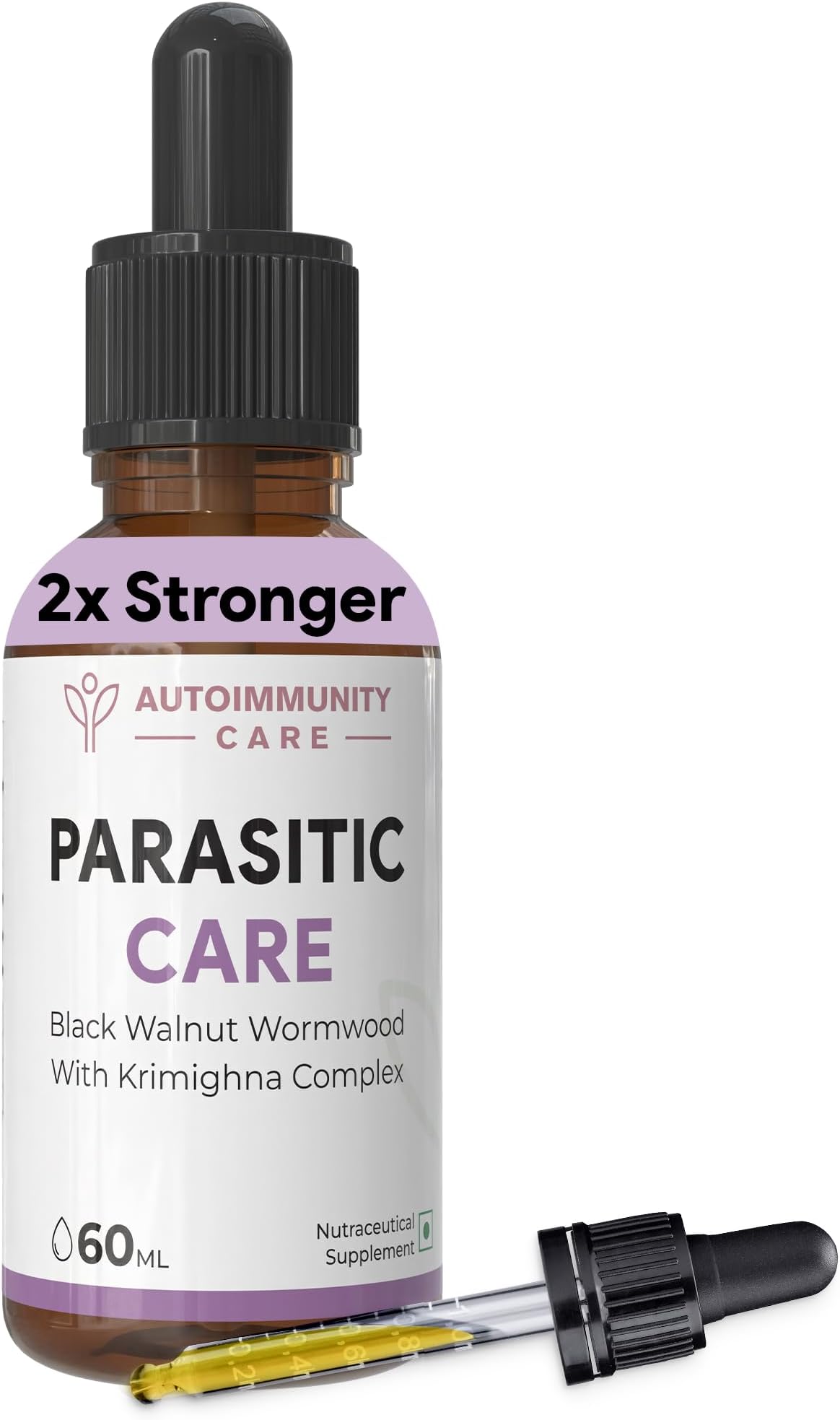 Autoimmunity Care Parasitic Cleanse Care – Black Walnut, Wormwood & Clove Parasite Cleanse for Humans | Krimighna Complex with Orange Peel Extract | Supports Digestive Health & Immunity | 60 ml