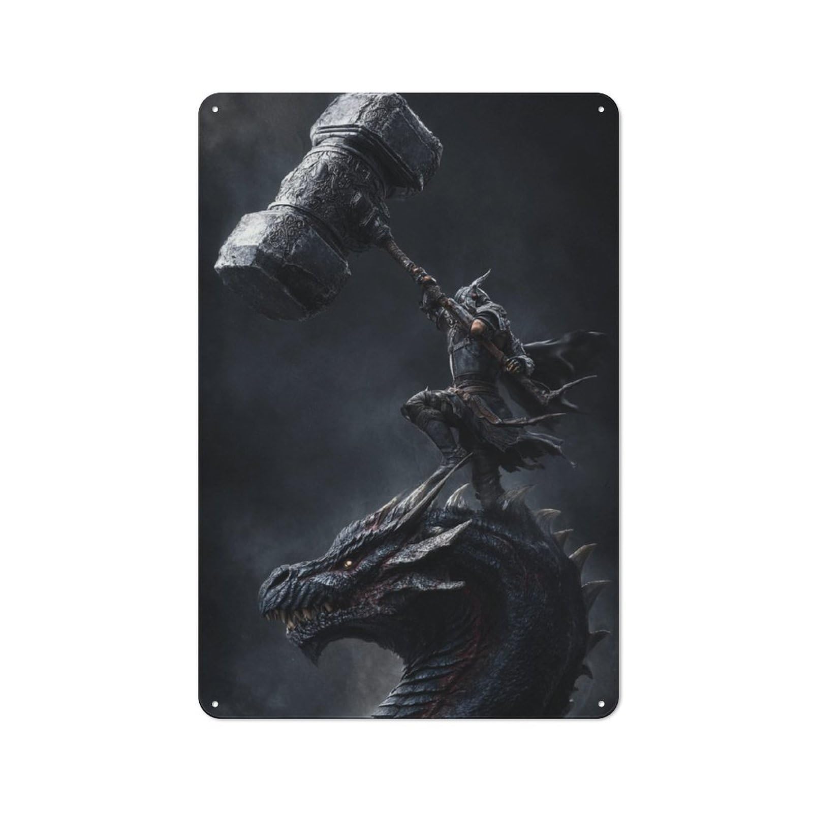 Dragon Slayer's Might Metal Wall Art Sign 30x20cm, Modern Retro Urban Room Decor for Modern Home, Workshop, Office Or Cafe
