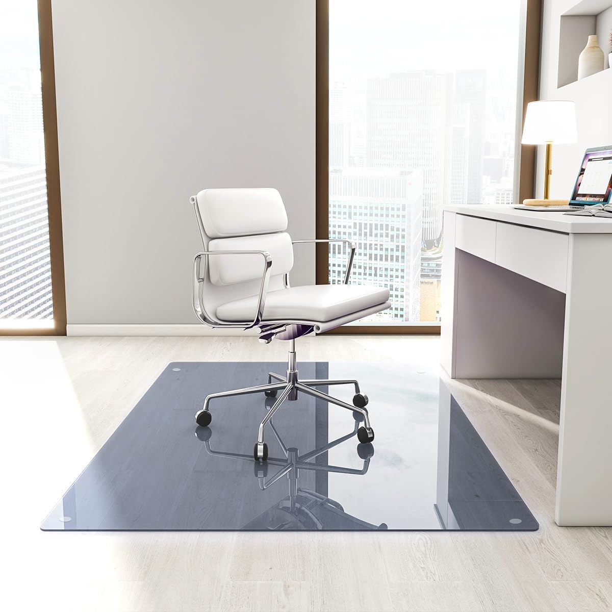 [Tempered Glass] 46" x 55" Glass Office Chair Mat for Carpet