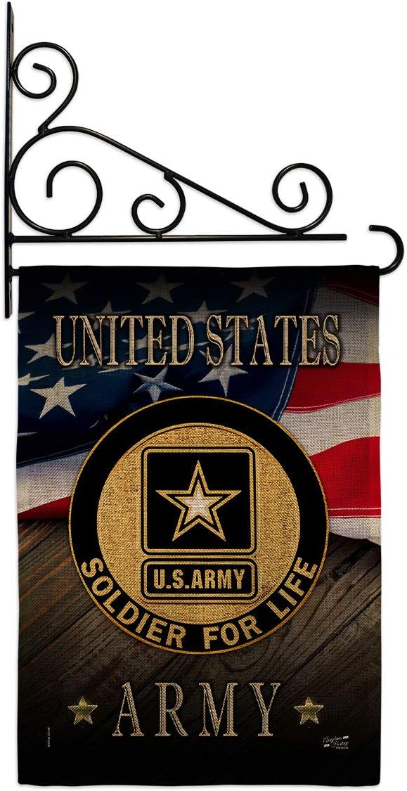 Army US Soldier for Life Burlap Garden Flag Armed Forces Rangers United State American Military Veteran Retire Official Small Decorative Gift Yard House Banner Double-Sided Made In USA 13 X 18.5