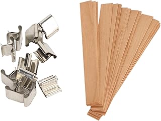 33Pcs Wooden Candle Wicks, Wood Wicks for Candles Making, Degradable Naturally Smokeless Candle Wicks with Base for DIY Candle Making Craft