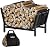 Artibear 28 Inch Firewood Rack with 900D Canvas Log Carrier Bag, Outdoor Indoor Log Holder for Fireplace, Heavy Duty Fire Wood Log Stand, Wood Pile Stacker Storage Organizer Tool for Patio Deck, Black