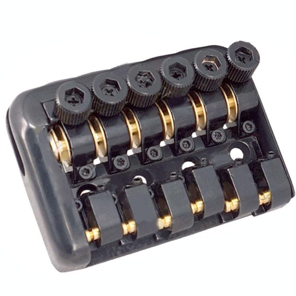Puente de guitarra eléctrica sin cabeza de 6 cuerdas, sillín fijo con tornillos de tuerca de bloqueo y llaves para piezas de repuesto, color negro