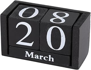 Tbest Calendario de Madera Vintage, Bloques de Madera, Bloques de Madera, Bloques de Calendario de Madera de Color Negro para Decoración de la Oficina, Bloques de Calendario de Madera, (Negro)