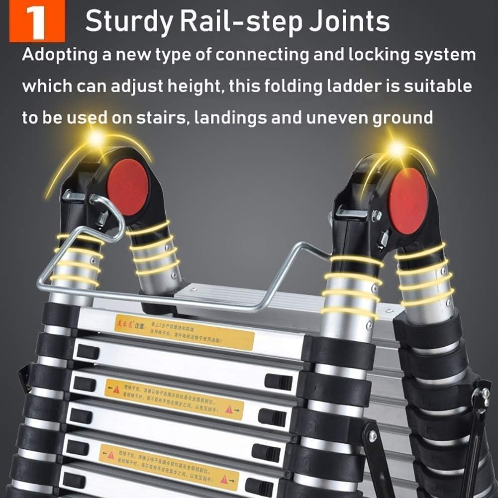Telescoping Extension Ladder, Thickened Aluminum Telescoping Ladder Extension Ladder Multi-Purpose Collapsible Ladder Max Reach,Multi Purpose Engineering Telescoping Ladder for War