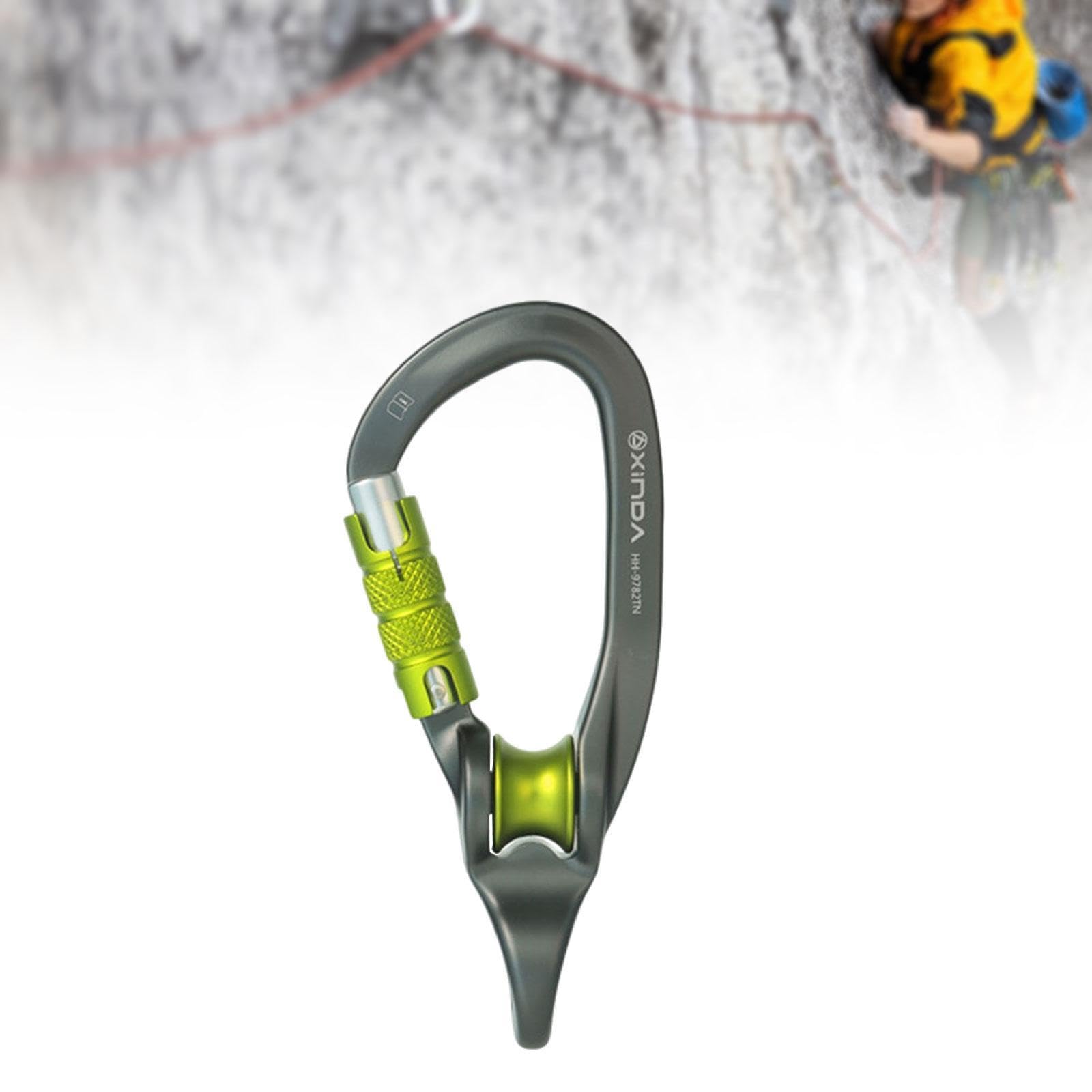 Mosquetón Rock Climbing Pulley Carabiner con Diseño de Cierre Automático Estructura Resistente de Aluminio y Acero Apertura Grande Compatible con