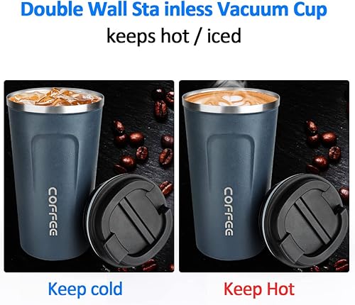 Miniatura 23 de Taza de café de 12 onzas – Taza de viaje aislada a prueba de derrames con tapa a prueba de fugas, taza de café de viaje de acero inoxidable al