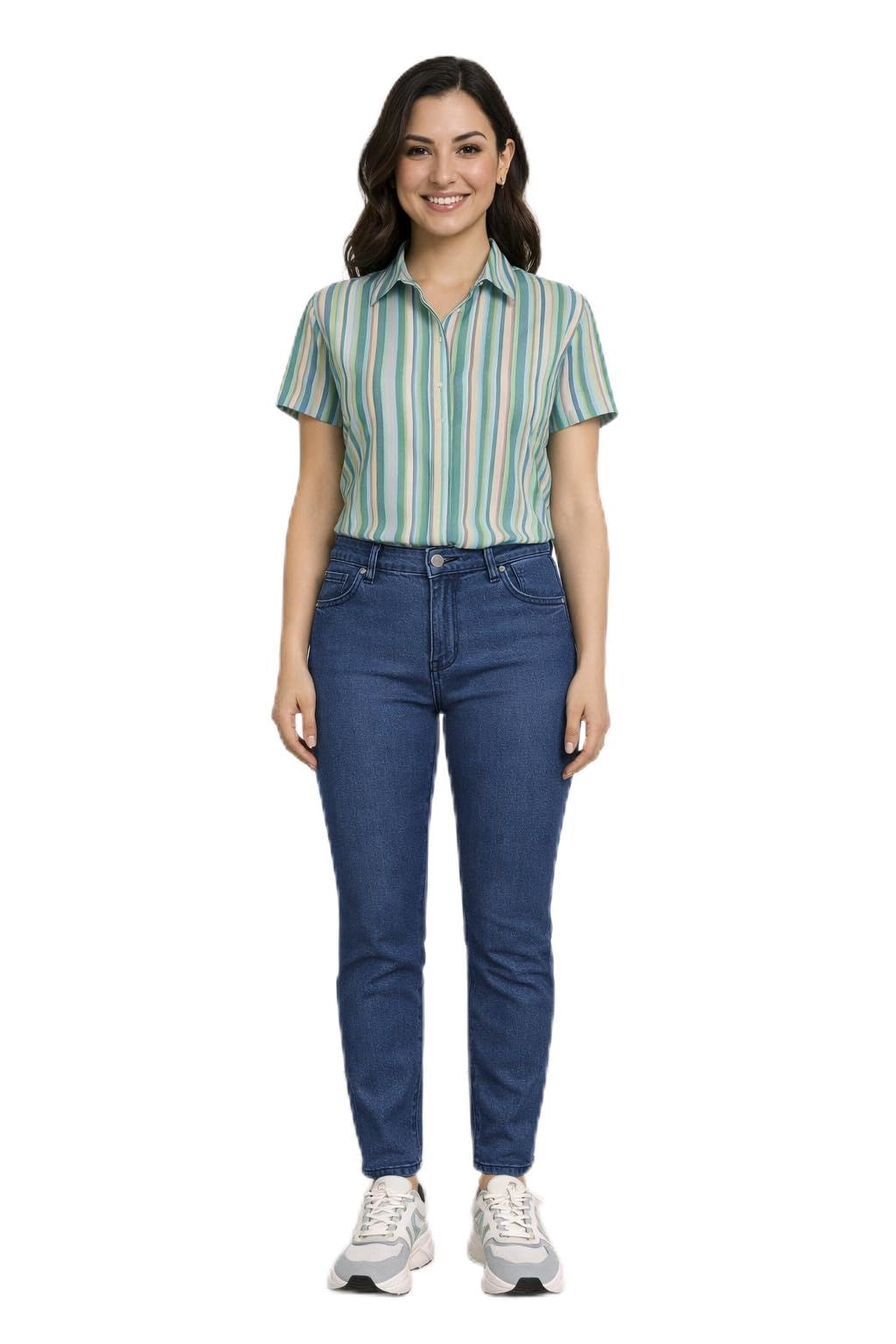 Pantalone Donna Regular Fit, Denim Elasticizzato, 98% Cotone 2% Elastan, Made in Italy