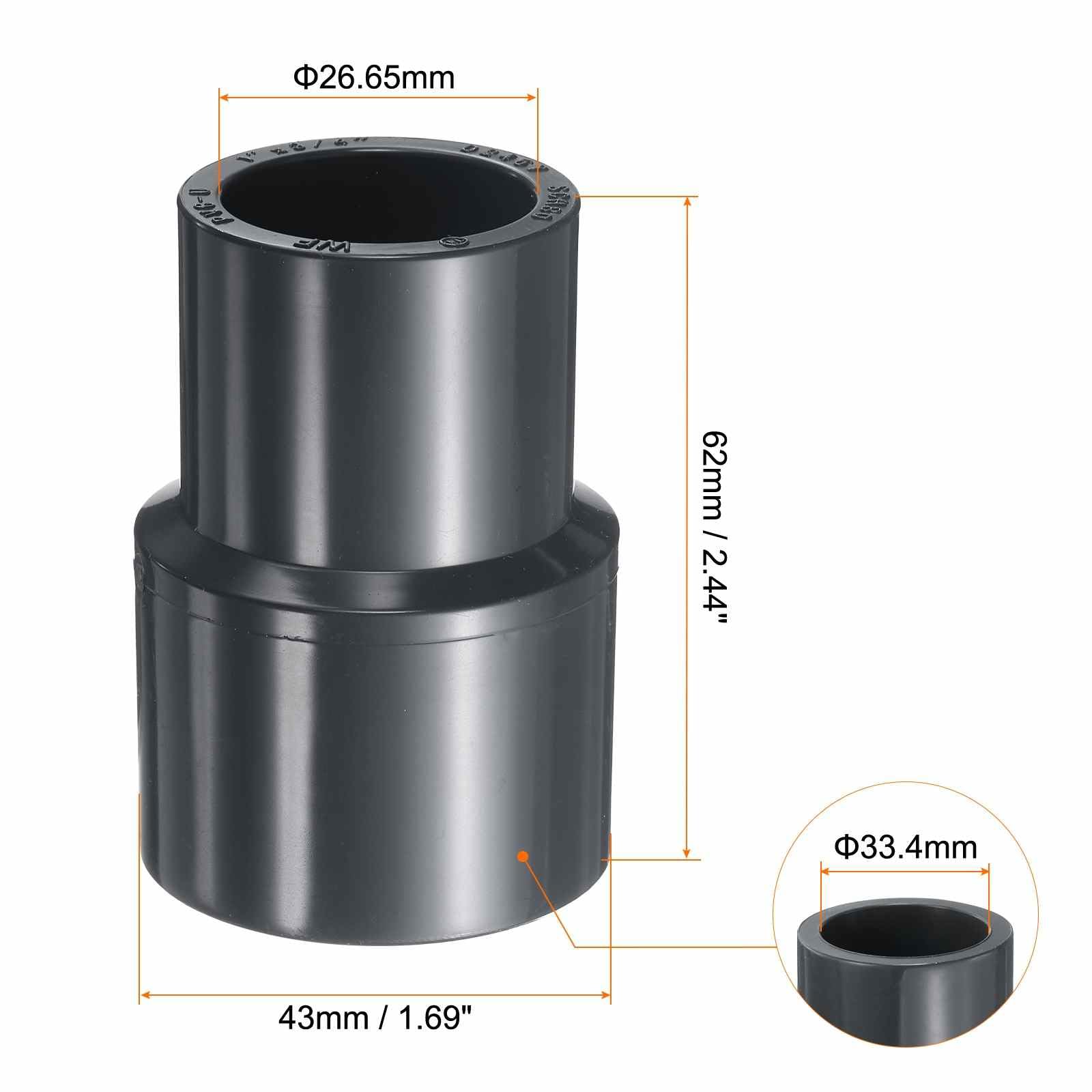HARFINGTON 2 acoplamientos reductores de PVC de 1 x 3/4 pulgadas, adaptador de accesorios de tubería de acoplamiento reductor DWV para alcantarillado, fontanería, desagüe, suministros de agua,