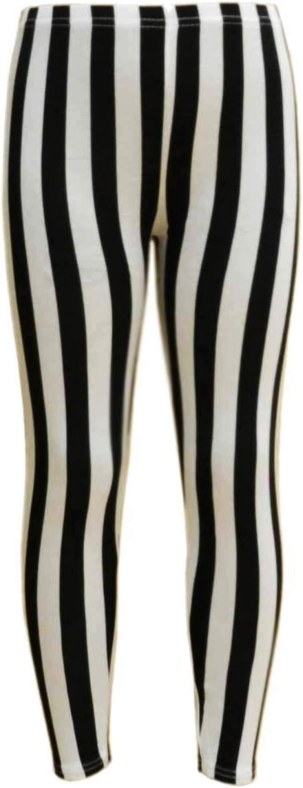 Girls Legging Kids Black & White Vertical Stripes Striped Fashion Leggings Age 3 4 5 6 7 8 9 10 11 12 13 Years