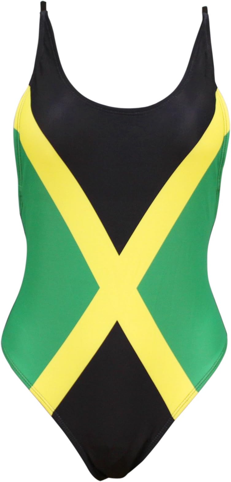Women's Fashion One Piece Thong Bathing Suit Caribbean Jamaica Flag Monokini Swimsuit Swimwear