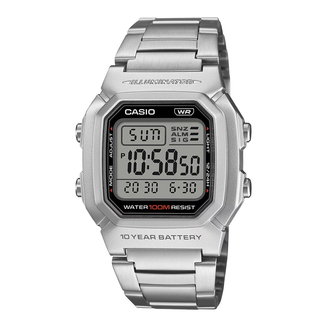 W-800HD-1AVDF Digital Silver Watch Unisex (I132)-image-11