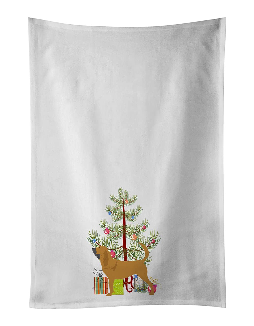 Torchons Bloodhound Noël Caroline's Treasures lot de 2 essuie-mains blancs pour cuisine