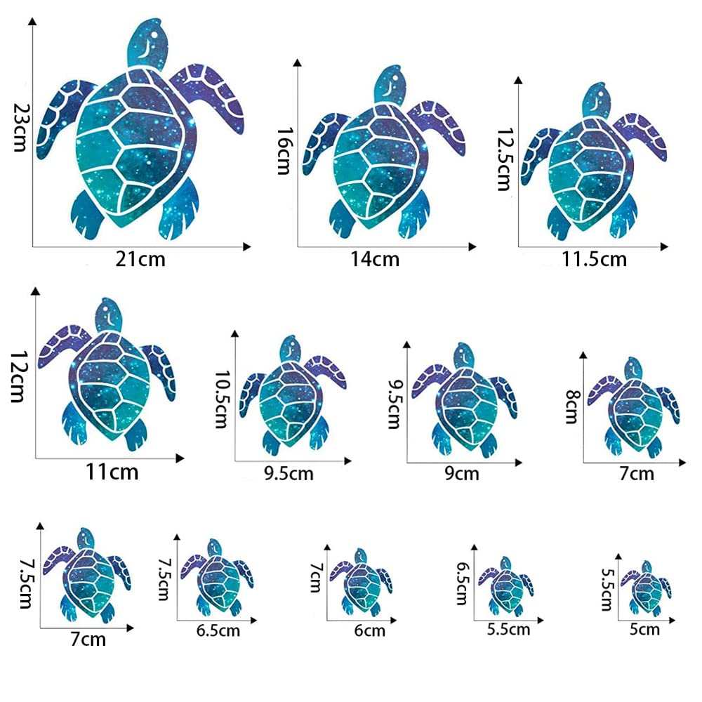 12 Pieces Sea Turtle Tile Stickers Waterproof Wall Decals Turtle Vinyl Stickers Underwater Ocean Wall Sticker Sea Wall Decals for Home Office Living Room Wall Bathroom Toilet - Image 2