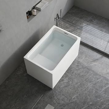 AMAPO 43" Acrylic Free Standing Bathtub,Square Shape Japanese Soaking Tub With Seat Desgin,CUPC Certified White, 43in With Seat